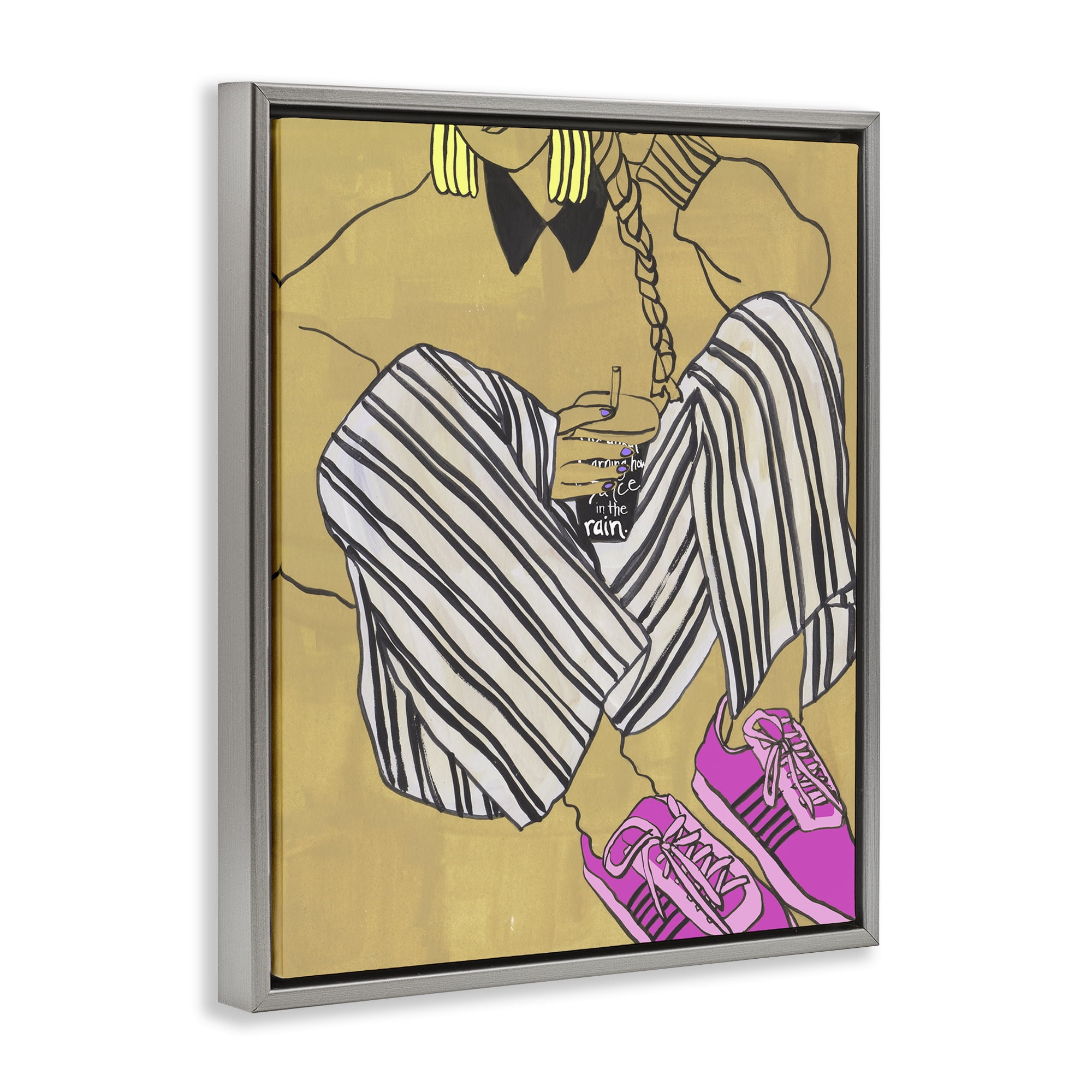 Stupell Industries Crimson Thread Fashionista Gray Framed Floater Canvas Wall Art, design by Melissa Wang
