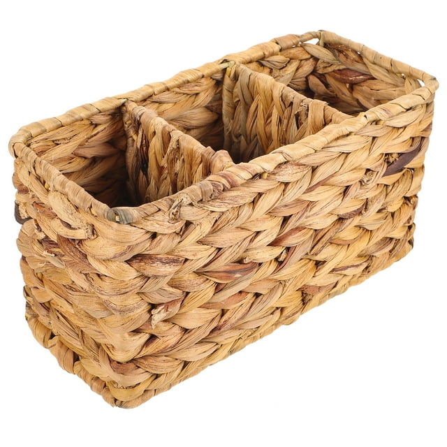 ColoMX Cesta de almacenamiento de escritorio multiusos, cesta tejida, cesta organizadora para baño, cesta para tanque de inodoro