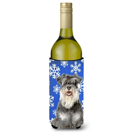 

Winter Snowflakes Holiday Schnauzer Wine Bottle Hugger
