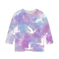 thumbnail image 5 of Spazoro Toddler Girls 3/4 Sleeve Shirts, Tie Dye Casual Round Neck Spring and Fall Fashionable Tops for Girls Multicolor Size 11-12T, 5 of 5