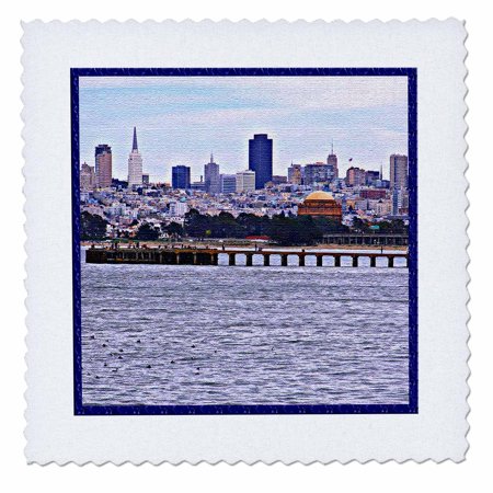3dRose San Francisco Bay - Quilt Square, 10 by 10-inch