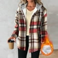 thumbnail image 2 of Enjoytime Zip Up Jackets for Women Plaid Printed Long Sleeve Hooded Coat Fashion Warm Casual Fall Winter Outerwear, 2 of 7