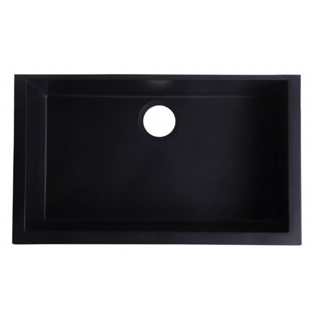 Undercount Single Bowl Granite Composite Kitchen Sink - Black, 30 in.