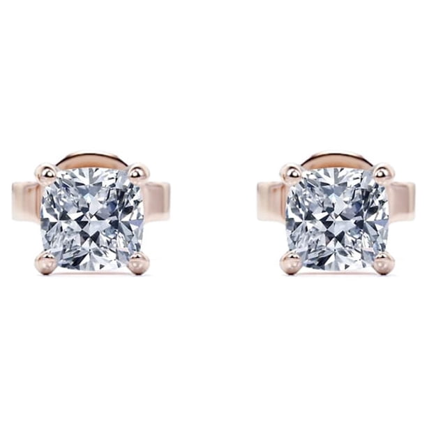 Aros Tipo botón JeenMata con diamantes de 0.75 quilates bañados en oro rosa sobre plata
