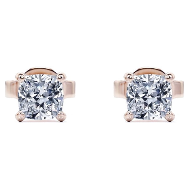 Aros Tipo botón JeenMata con diamantes de 0.75 quilates bañados en oro rosa sobre plata