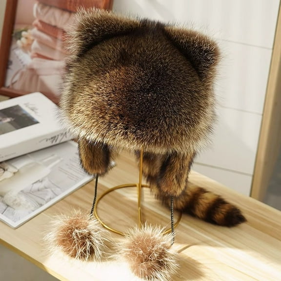 Nrmvnmi Men Women Fur Hat Fur Russian Ushanka Hats Earflap Trapper Hat For Winter Solid Color Thick Outdoor Warm Ear Protection Adult Lei Feng Hat