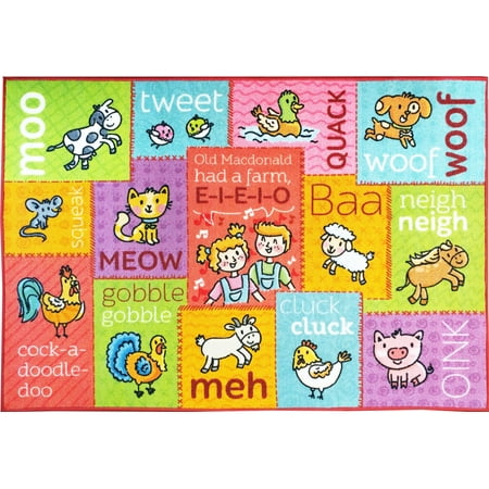 Old Rub - KC CUBS Playtime Collection Old McDonald's Farm Animal Sounds Educational Learning Area Rug Carpet For Kids and Children Bedrooms and Playroom (5' 0