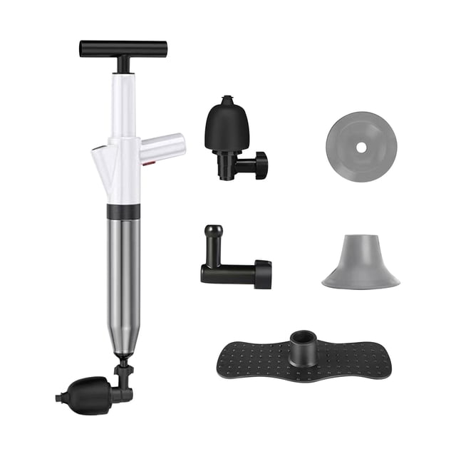 Great promotion! Toilet Plunger, High Pressure Spray With Real-time Pressure Gauge, Blockage Removal Tool, Stainless Steel Gas Plunger, Bathroom Toilet Plung