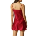 thumbnail image 3 of INSPIRAR CHIC Camisones de Satén para Mujeres con Tirantes Espagueti Pijamas de Seda Camisetas para Dormir XL Rojo, 3 of 6