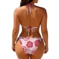 thumbnail image 5 of Swimsuit Bikini, 2 Piece Swimsuit for Women, Full Coverage Bikini, Two Piece Swimsuit for Women, Women's Halter Bikini Set Triangle Top String Swimwear Two Piece Swimsuits Cheeky Bathing Suit, Pink S, 5 of 5
