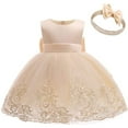 thumbnail image 3 of Yievot Toddler Girls Princess Tulle Dress For Kids Baby with Bow Dress Up Children Wedding Dress Clothing with Headband 3 Months-3 Years 2024 Baby Girl Dress Clothes on Clearance, 3 of 6