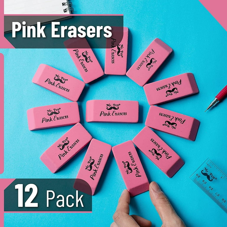 Mr. Pen- Erasers, Pink Erasers, Pack of 12, Pink Eraser, Pencil