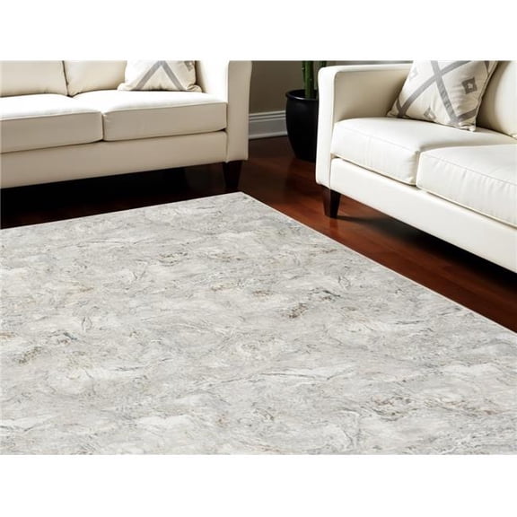 HomeRoots 550598 8 x 10 ft. Abstract Non Skid Rectangle Area Rug, Ivory, Gray & Brown