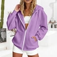 thumbnail image 3 of Daznico Women's Zip Up Hoodie Sweatshirt Relaxed Fit with Pockets for Comfort,XL, 3 of 4