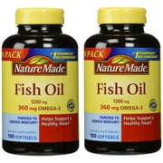 Nature Made Fish Oil 2400mg Softgels, 200 Count, Twin Pack, Omega 3 Supplement For Heart Health