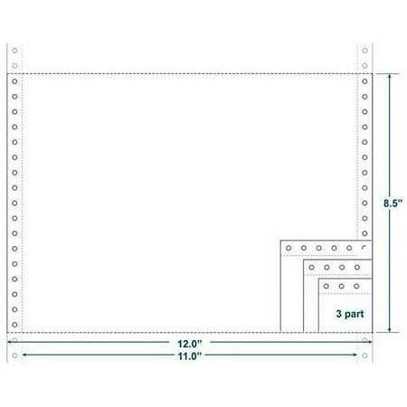 3-Ply Carbonless Paper, Blank, Form Size 12" x 8-1/2" W x H Carton of 1200