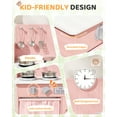 thumbnail image 6 of Pirecart Kids Play Kitchen with Storage Space and Simulated Gas Tray, Clicking Knobs, Sink, Faucet, 6 Pcs Cookware, Toddler Kitchen Playset for Age 3+, Pink, 6 of 7