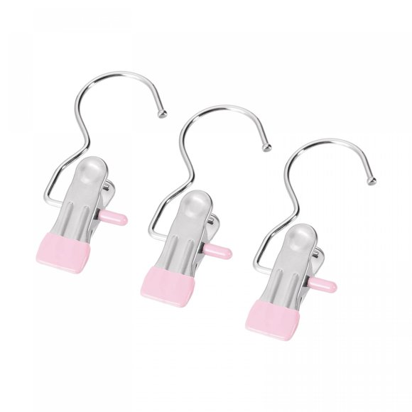 6 PCS Rustless Clips Space-Saving Clothes Peg Laundry Hook Hanging Portable Heavy Duty Clothes Pin Bras Socks Bath Towel Pink