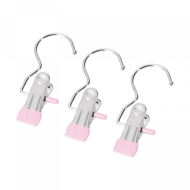 6 PCS Rustless Clips Space-Saving Clothes Peg Laundry Hook Hanging Portable Heavy Duty Clothes Pin Bras Socks Bath Towel Pink