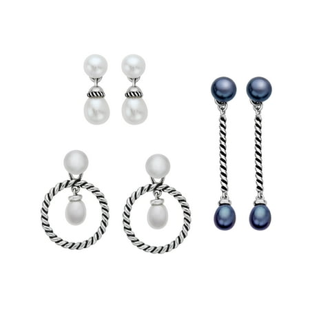 Honora Freshwater Pearl Interchangeable Drop Earrings in Sterling Silver