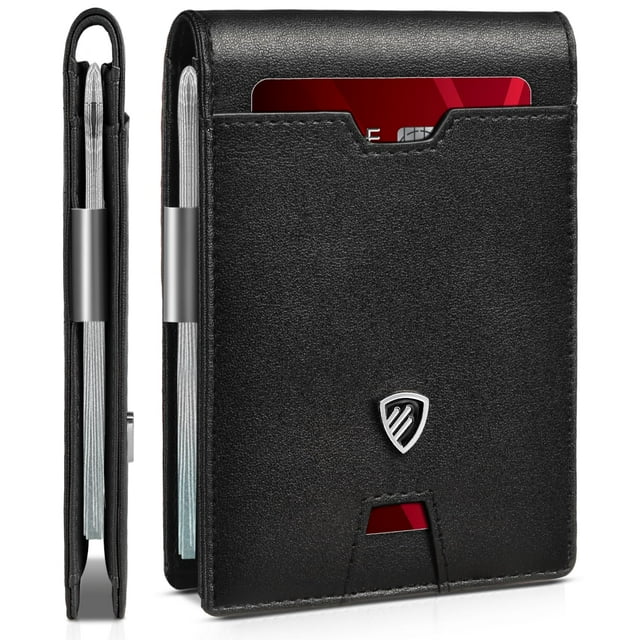 Billetera RUNBOX Slim con bloqueo RFID, plegable y clip para billetes