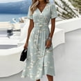 thumbnail image 2 of Floral Dress for Women Summer Casual Wrap V Neck Short Sleeve Sundress A-Line Beach Vacation Dresses 2026, 2 of 7