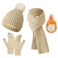 thumbnail image 2 of Womens Winter Hat Scarf Glove Set Lined Knit Hat Warm Long Scarf Winter 3 PC Set, 2 of 6