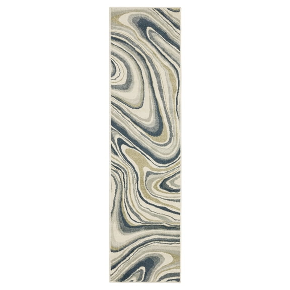 Branson Modern & Contemporary Rug BR07A in Ivory Runner 1' 10" X 7 ' 2"