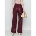 thumbnail image 6 of Female Leather Pants - High Waist Faux Leather Straight Leg Bell Bottom Flare Pants Red XL, 6 of 8
