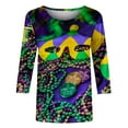 thumbnail image 5 of BKQCNKM Mardi Gras Outfit for Women Sweatshirt for Women Oversized Sweatshirt for Women Mardi Gras Crew Neck Short Sleeve Mardi Gras Sweatshirt Mardi Gras Shirts for Women, Dark Blue L, 5 of 5