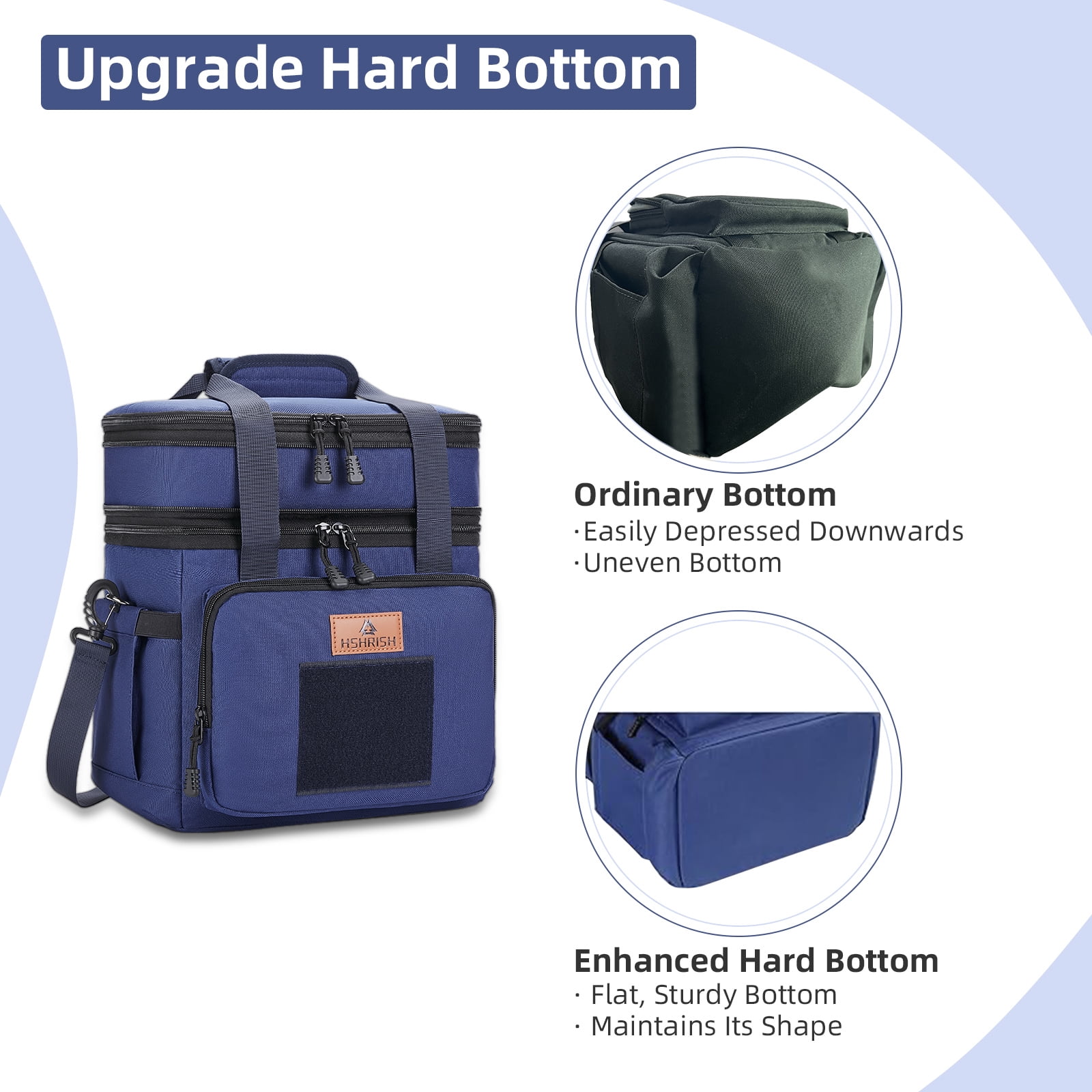 Holuxer Double Deck Tactical Lunch Bags, Large Expandable Insulated Lunch Box, Durable Waterproof Leakproof Cooler Bag for Adults/Men/Women/Work Outdoor Beach Trips, 20 Cans/16 L, Blue