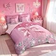 thumbnail image 2 of Meiyoeat Fashion Dripping Glitz Bow King Bedding Sets for Women Girls, Pink Sparkle Diamond King Bed in a Bag, Pink Reversible, 7 Pieces, 2 of 6