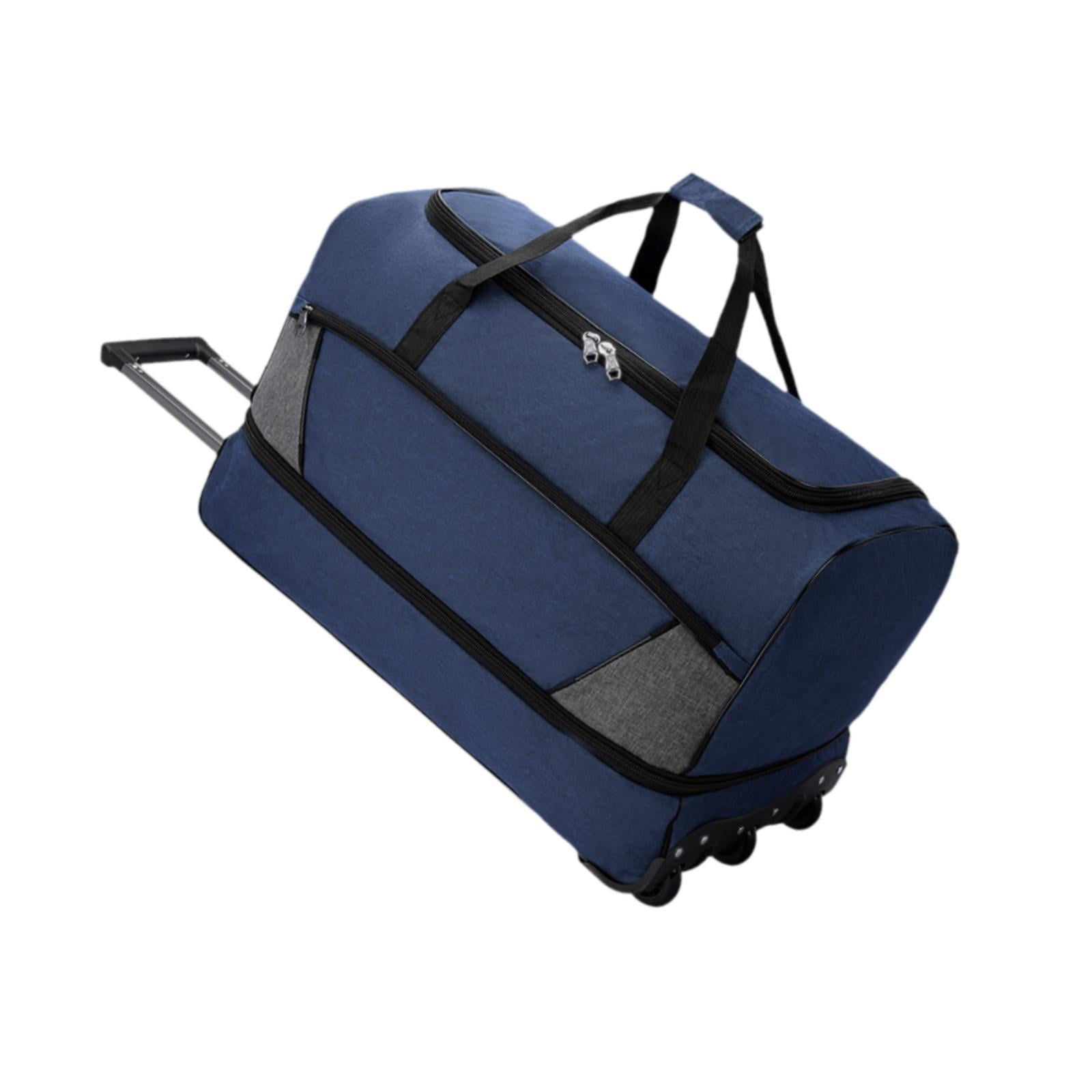 Wzmzjy Travel Duffel Bag with Wheels Portable Multifunctional for Weekend Getaway Blue M