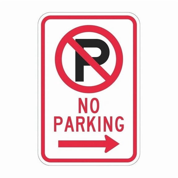 Lyle No Parking Sign, 12" W, 18" H, English, Aluminum, White T1-2886-HI_12x18
