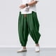 thumbnail image 2 of Pantalones harem holgados de algodón y lino para hombre - Pantalones anchos lisos para yoga - Informales/para la playa, aptos para todas las estaciones, 2 of 7