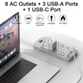 thumbnail image 2 of Protector contra sobretensiones Nuetsa Power Strip con 8 enchufes y 4 puertos USB, 2 of 7
