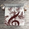 thumbnail image 2 of Ambesonne Music Quilted Coverlet 3 Pcs, Floral Design with Birds, King Size, Chestnut Brown White, 2 of 2