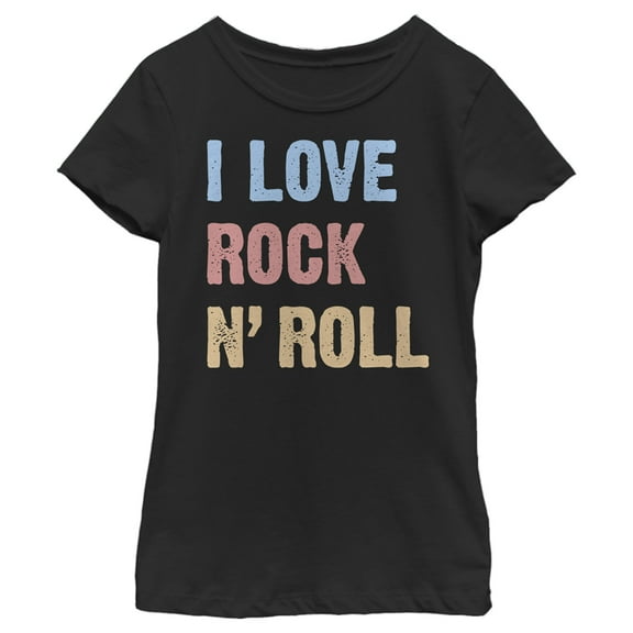 Girl's Lost Gods I Love Rock N' Roll  Graphic Tee Black Small