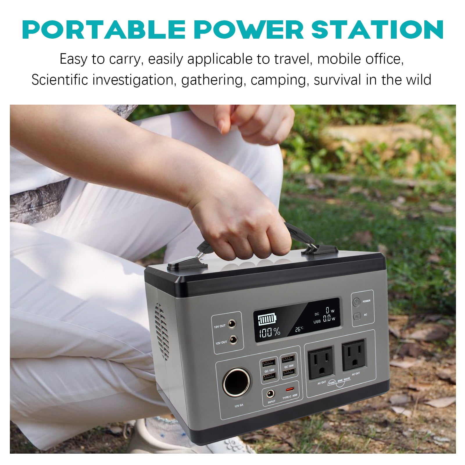 296Wh Portable Power Station,500W 80000mAh Backup Lithium Battery