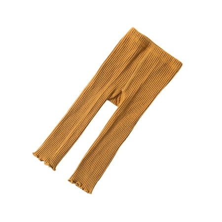 

Baby Girls Ruffled Leggings Solid Color High Elastic Waist Ribbed Stretchy Long Pants Kid Trousers