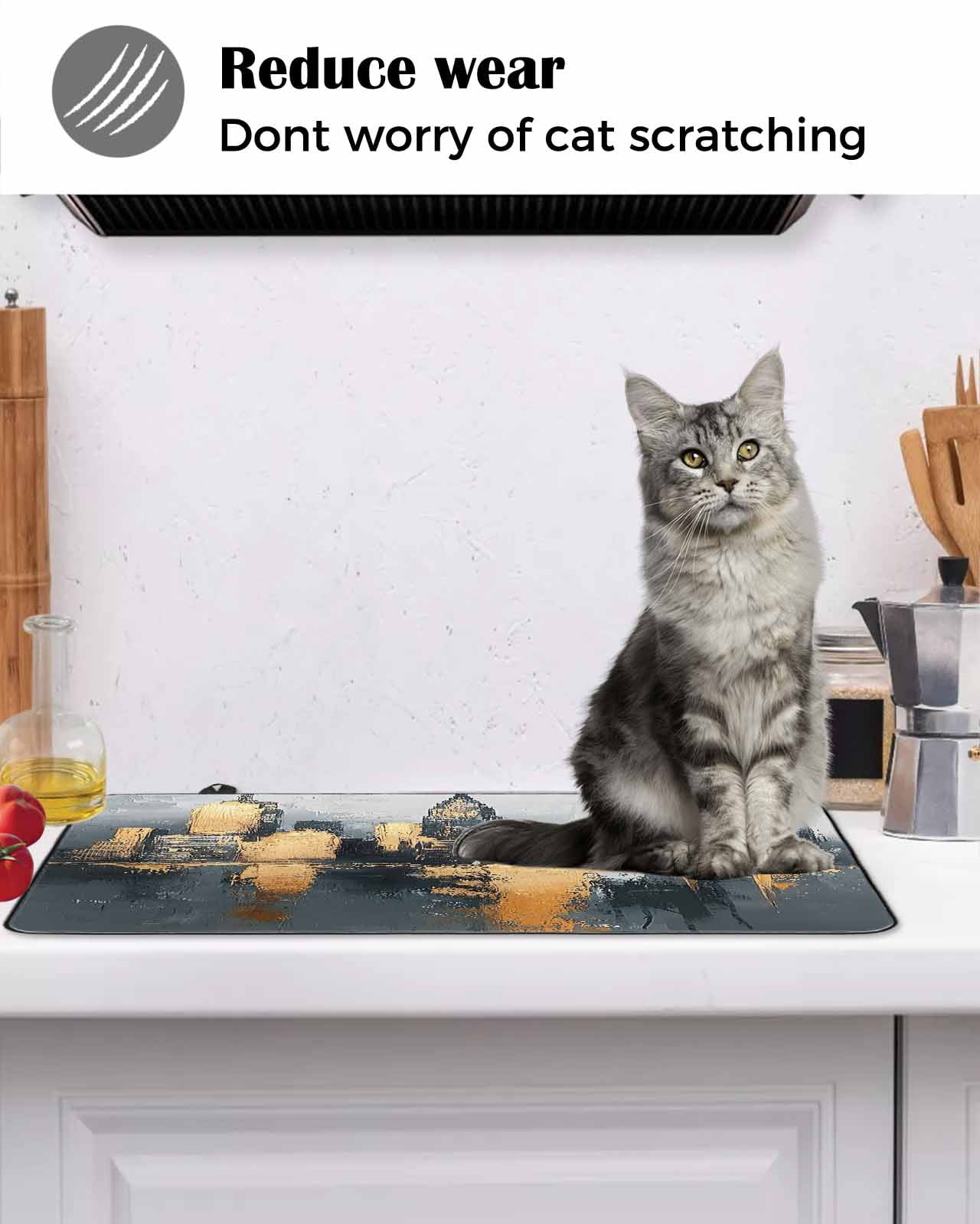 nqOlkjepod Large Induction Cooktop Protector Mat 24"x21", Gold Black Building Stove Top Covers for Electric Stove, Modern Chic City Oil Painting Stove Burner Cover Mats, Glass Top Stove Cover