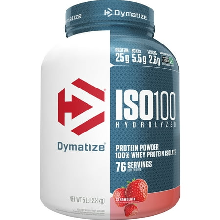 UPC 705016353170 product image for Dymatize ISO100 Hydrolyzed Whey Isolate Protein Powder, Strawberry, 5 lb | upcitemdb.com