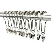 VAVC Shower Curtain Hooks Rings with Clips Hanger Clips Hanger Hooks Laundry Hooks Laundry Hanger Hooks Clips Stainless Steel Set of 12