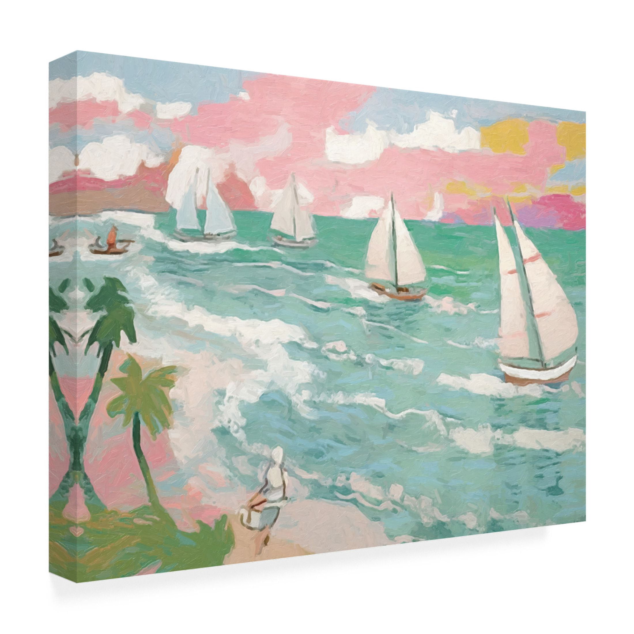 Canvas Wall Art - Sasha 'Sailing I' Wall Art for Living Room, Bedroom, or Office Décor by Trademark Fine Art - 47 x 35 Inches