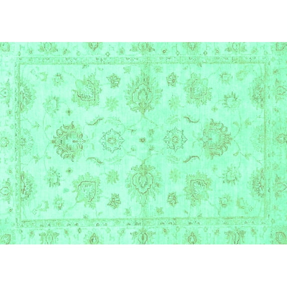 Ahgly Company Machine Washable Indoor Rectangle Oriental Turquoise Blue Traditional Area Rugs, 5' x 8'