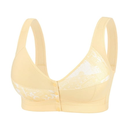Afdoent Womens Bra Ladies Fixed Cup Front Buckle Underwear Plus Size Bra Without Underwire Thin Tank Top Bra Soft Everyday Bra