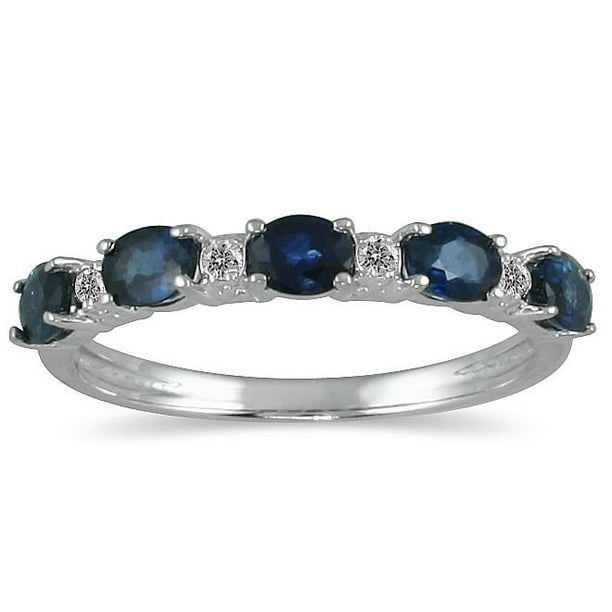 Szul Jewelry - Five Stone Sapphire and Diamond Ring 14k White Gold ...