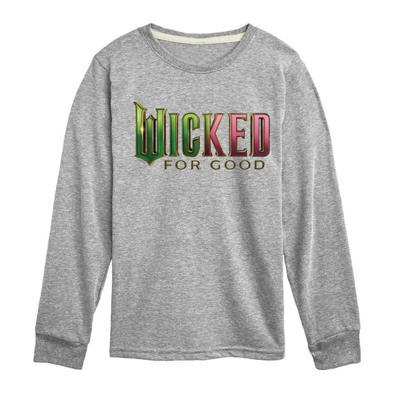 Wicked - Green To Pink Logo - Youth Long Sleeve Graphic T-Shirt