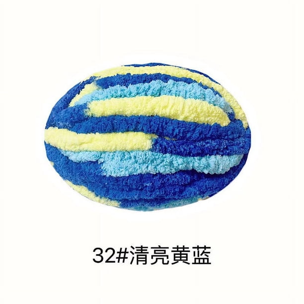 Zhuge 1 paquete de hilo de terciopelo de chenilla para tejer, lana gruesa y cálida para tejer a crochet, para hacer manualidades, tejer a mano, bolsas, suéteres, muñecas, 250 g, amarillo y azul