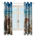 thumbnail image 3 of Beach Seashell Starfish Blackout Curtains, Watercolor Pattern Window Treatment Grommet Curtains for Bedroom Thermal Insulated Window Curtains for Living Room 2 Panel Set, 3 of 5